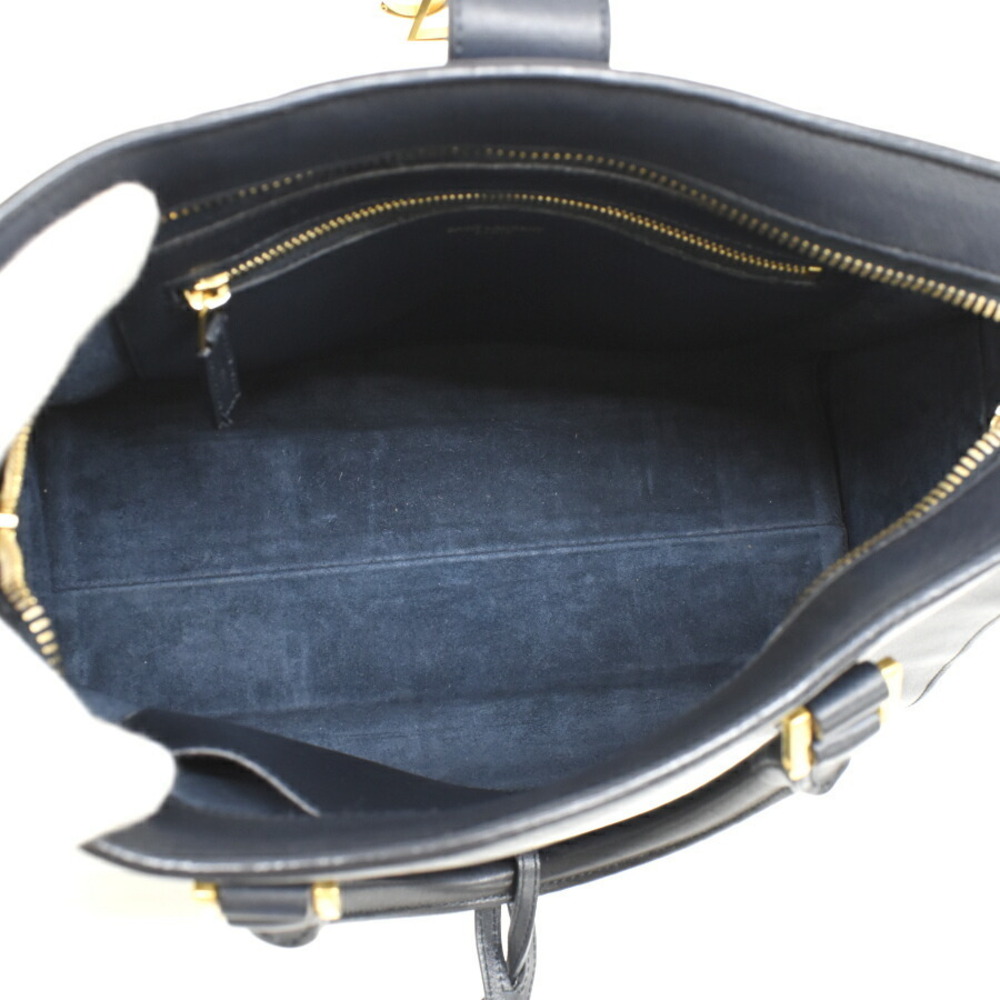 Saint Laurent Cabas Bag Dark Navy Blue Leather PARIS - Picture 8 of 9